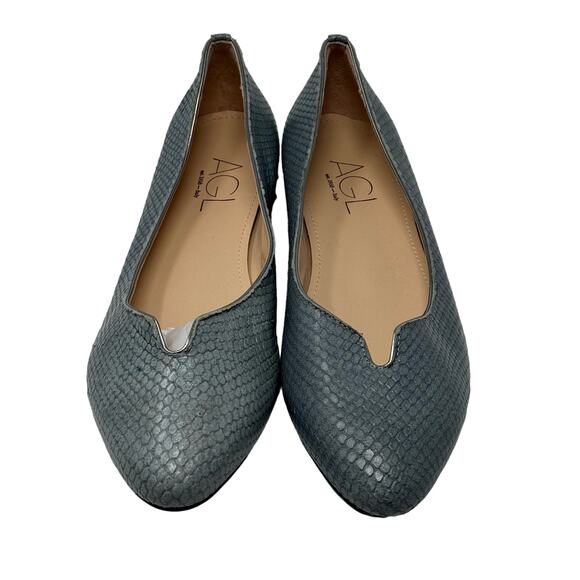 AGL Mimosa Snake Embossed Ballet Flat in Blue Grey - Picture 9 of 9
